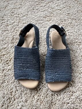 Paul Green Navy Woven Slingback Sandals